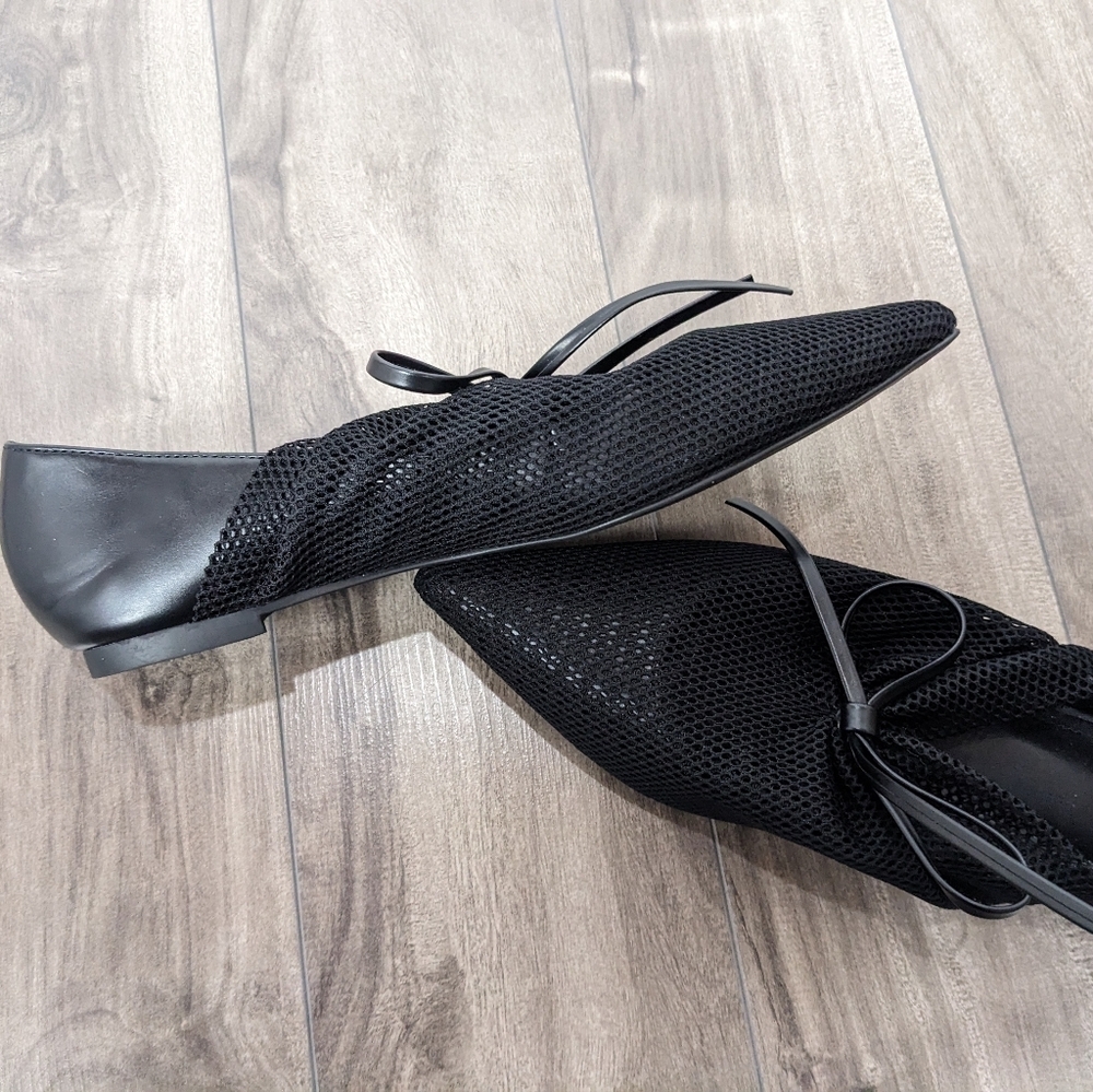 JW PEI Reilly Fishnet Bow Ballerina Flats Size 6 New - Picture 9 of 10
